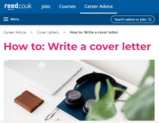 How to write a cover letter guide screenshot