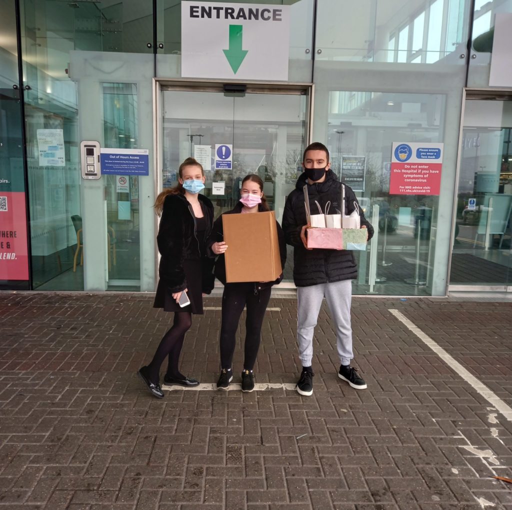 3 Students stood outside Darrent Valley hospital