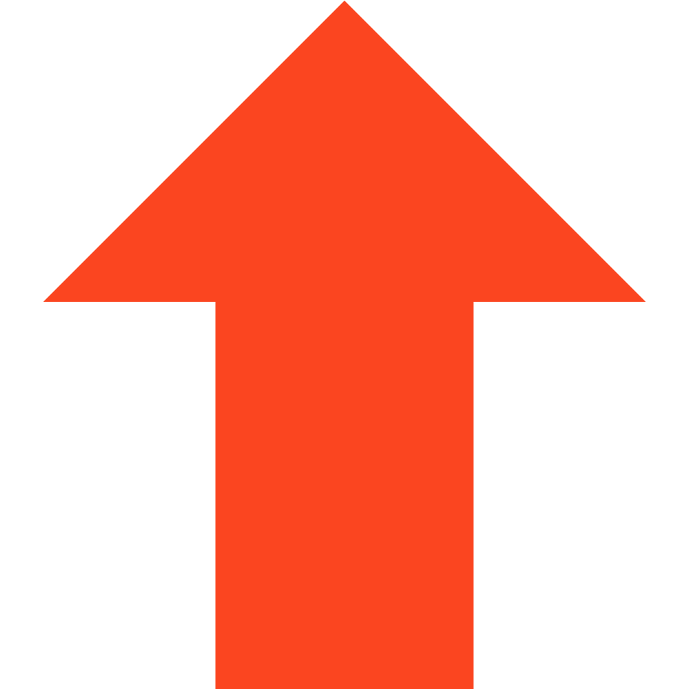 A graphic of a large, red arrow is seen pointing upwards.