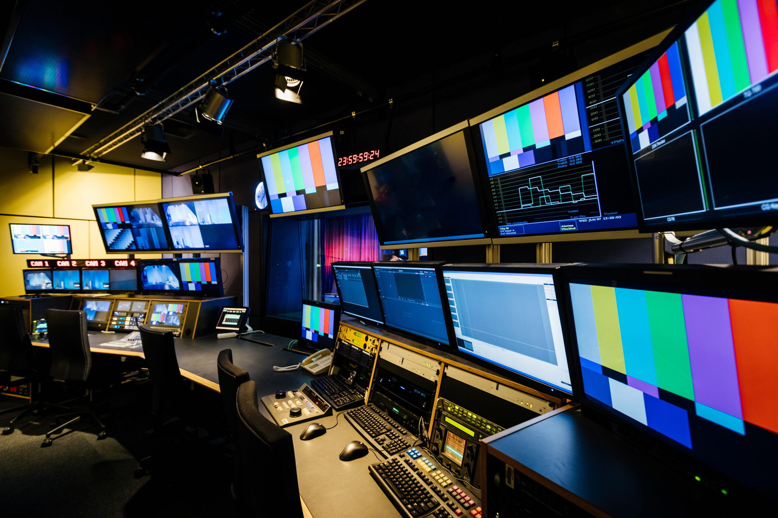 A TV and video control room intended for student use at a University.